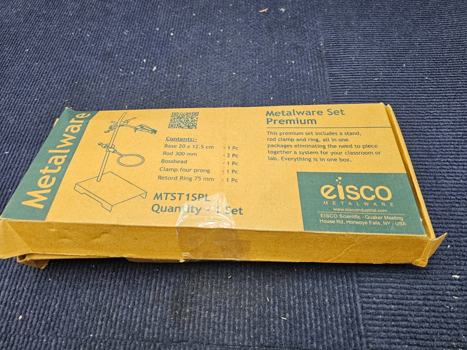 Eisco MTST1SPL Metalware Upgraded Rectangular Retort Stand Rod Support