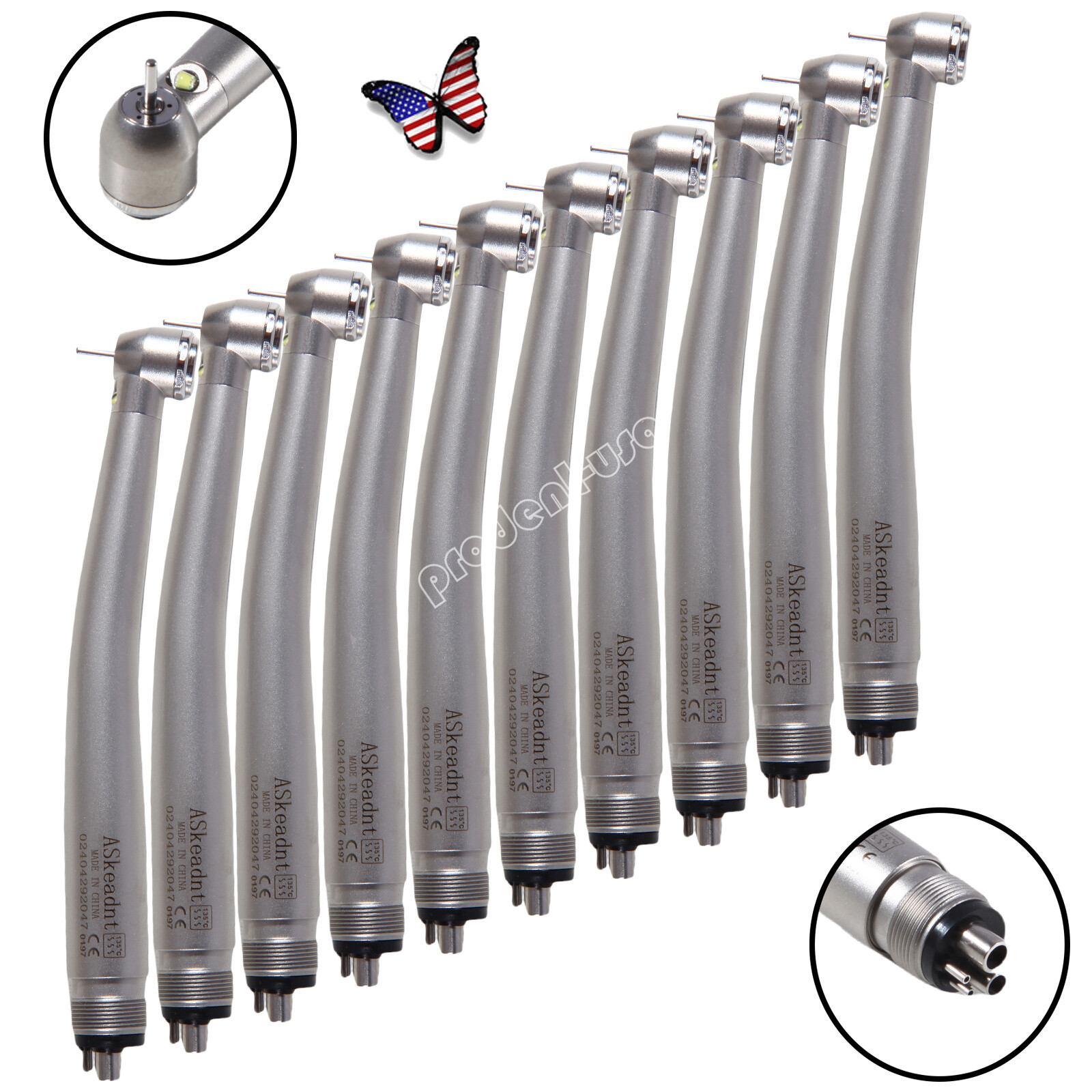 1-10Pcs Dental Fiber Optic LED E-generator Triple Spray Handpiece 4H For Kavo to