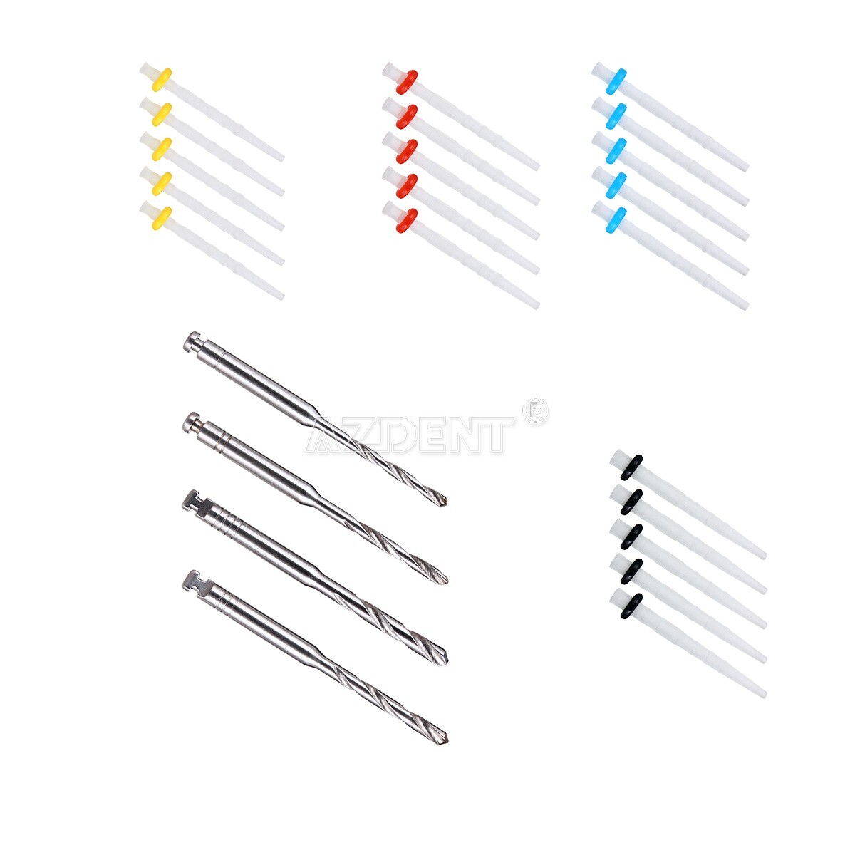 Dental Endodontic Posts Endo Fiber Post Kit 1.2mm 1.4mm 1.6mm 1.8mm +4* Drills