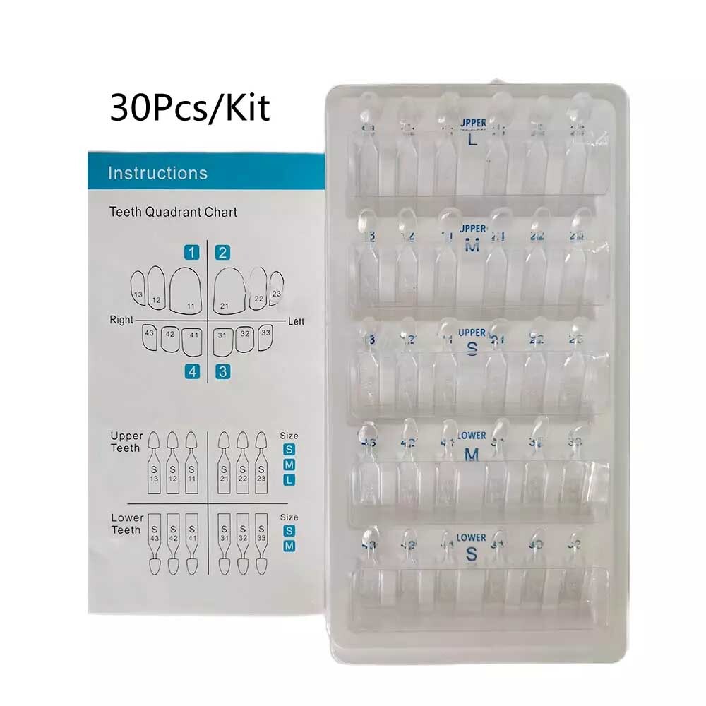 1Kit-30Pcs Dental Composite Resin Veneers Mould Light Cure Anterior Front Teeth