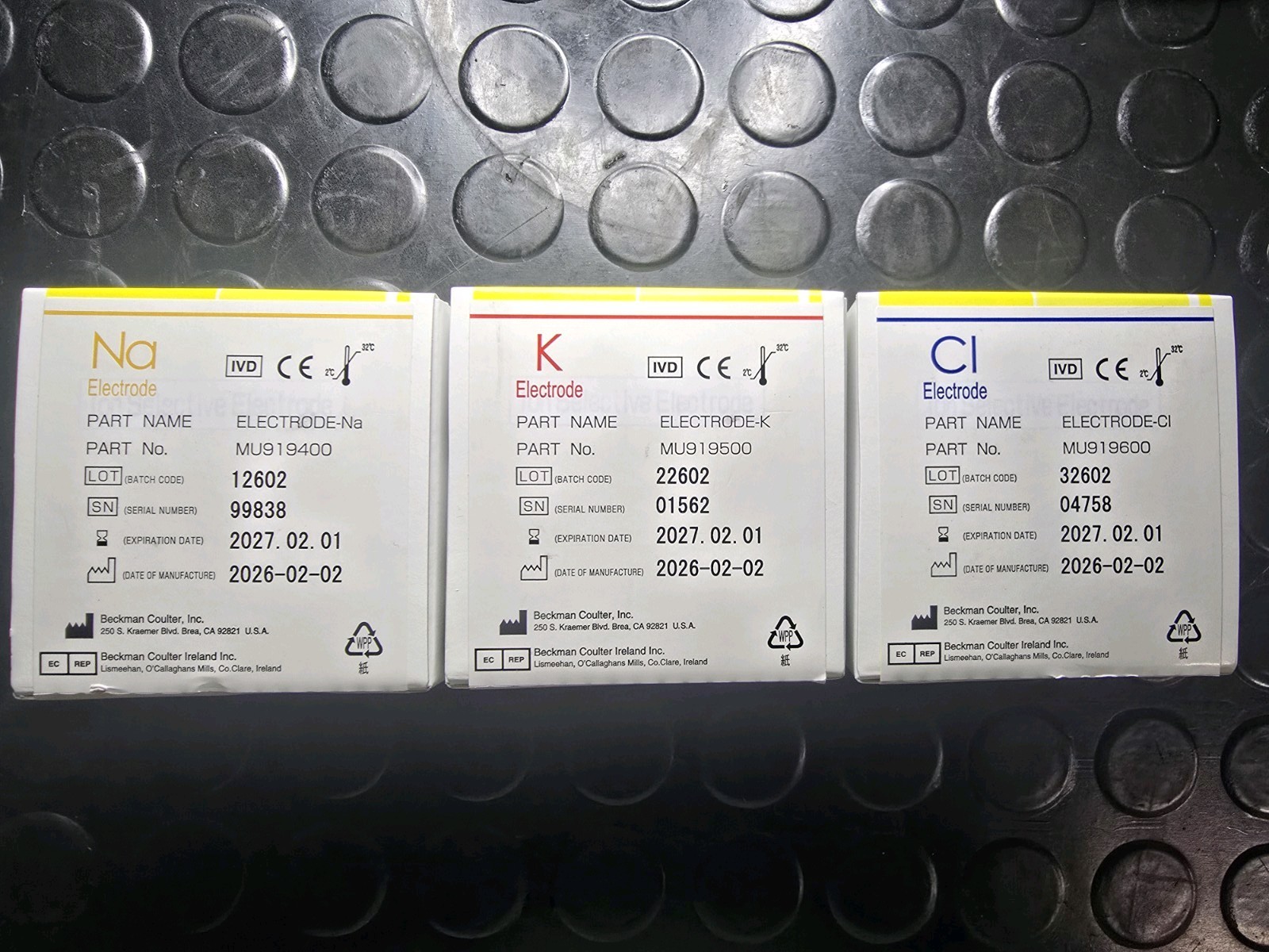 One Set Beckman Coulter Electrodes MU919400, MU919500, MU919600