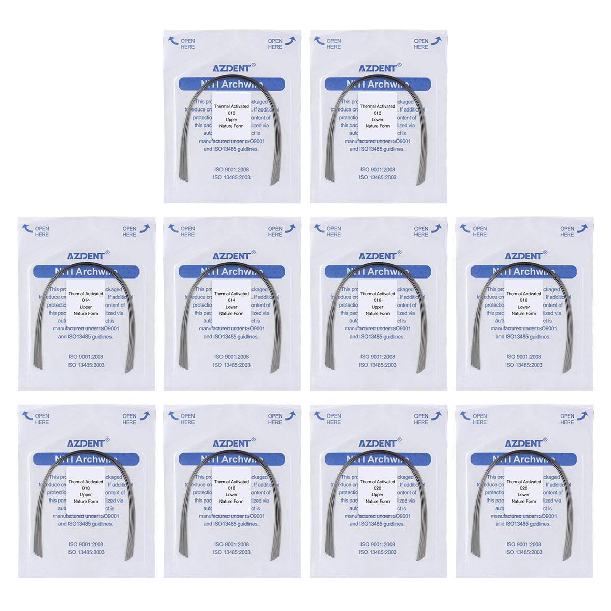 10 Packs Dental Orthodontic ArchWire Niti Thermal Activated Round Natural Form