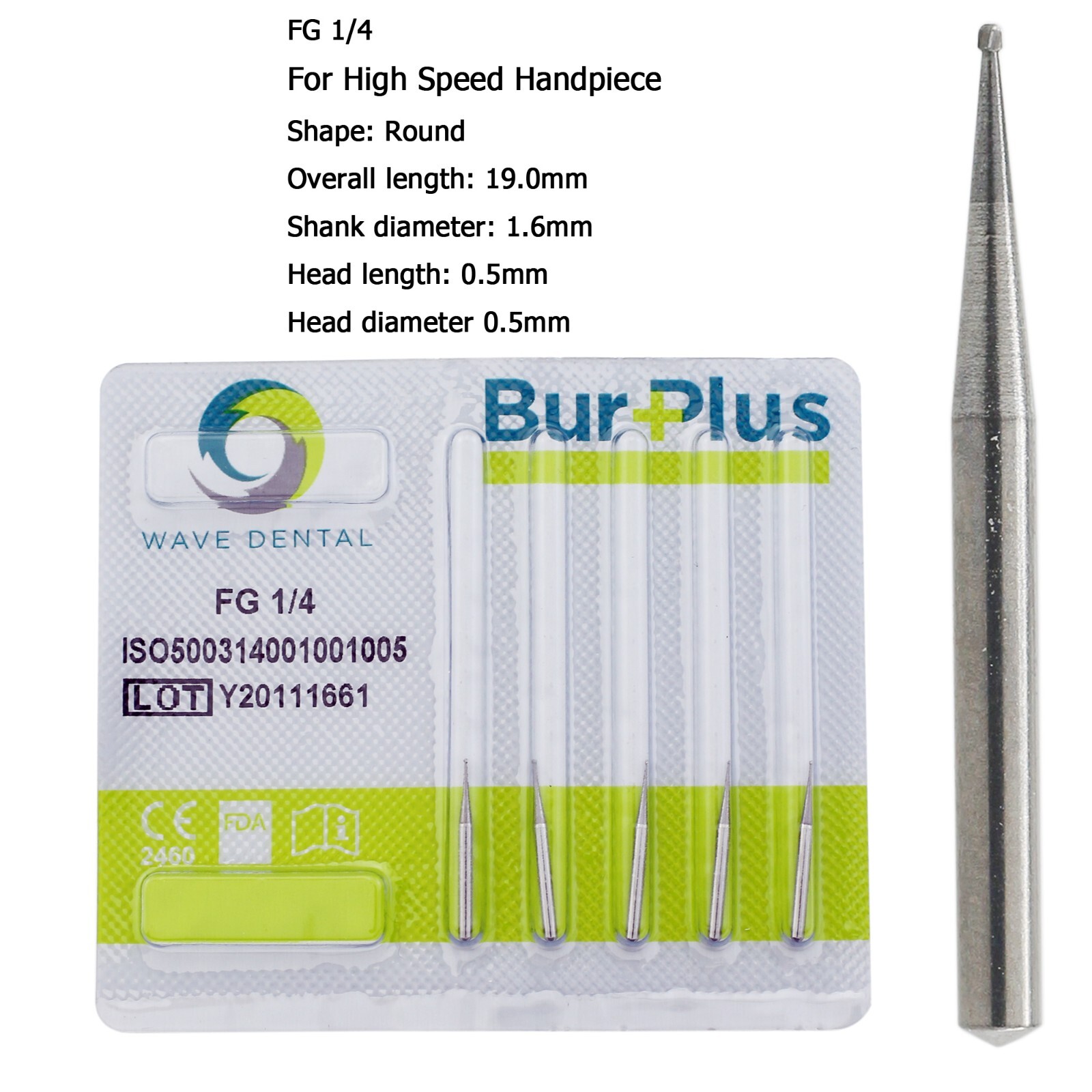 Wave Dental Carbide Burs Round FG 330 1/4 6 245 557 High Speed Bur Friction Grip