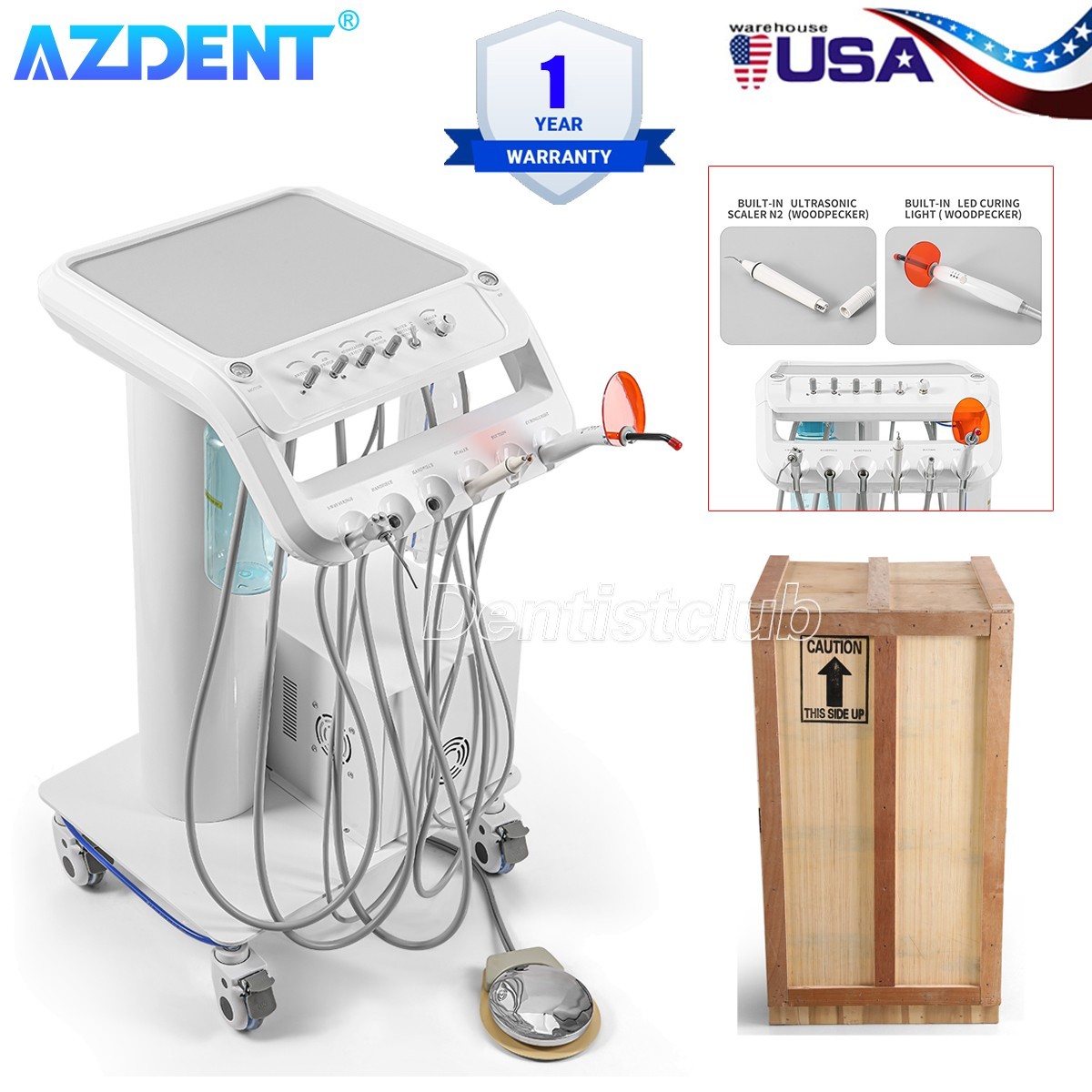Dental Mobile Delivery Unit Air Compressor Suction/Surgery Motor & Implant Piezo