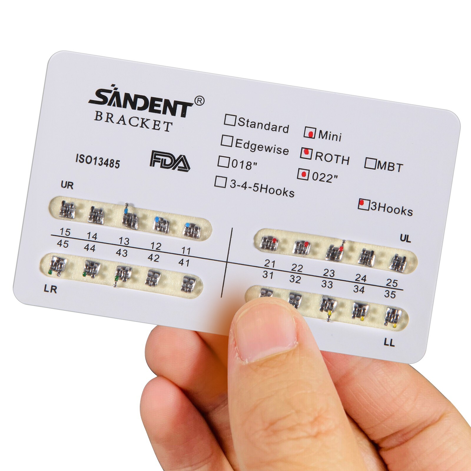 10 Packs SANDENT Dental Orthodontics Brackets Braces Mini Roth 022″Slot 3 Hooks