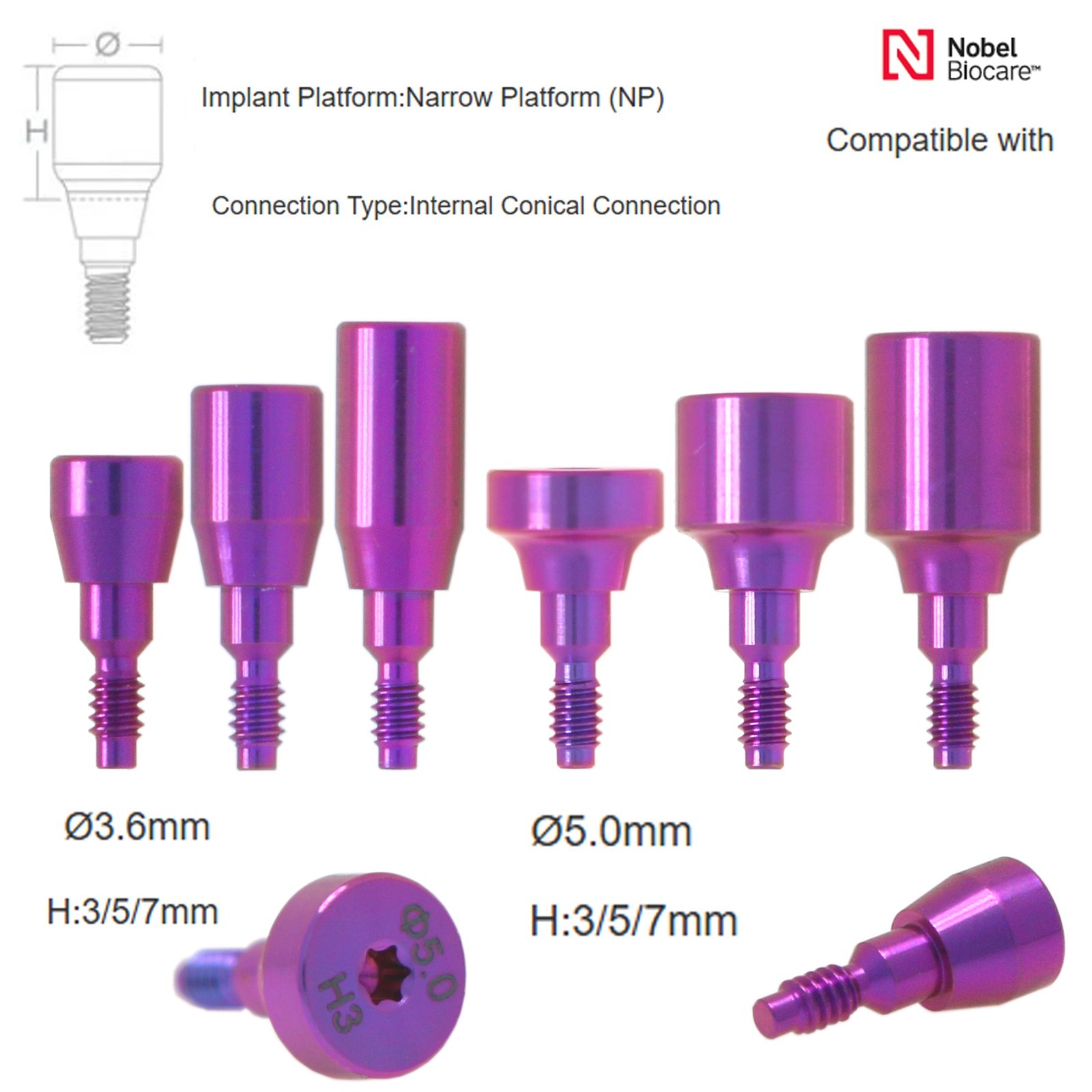 20Pcs Nobel Dental Healing Abutment Conical Connection fits Nobel Active NP/RP