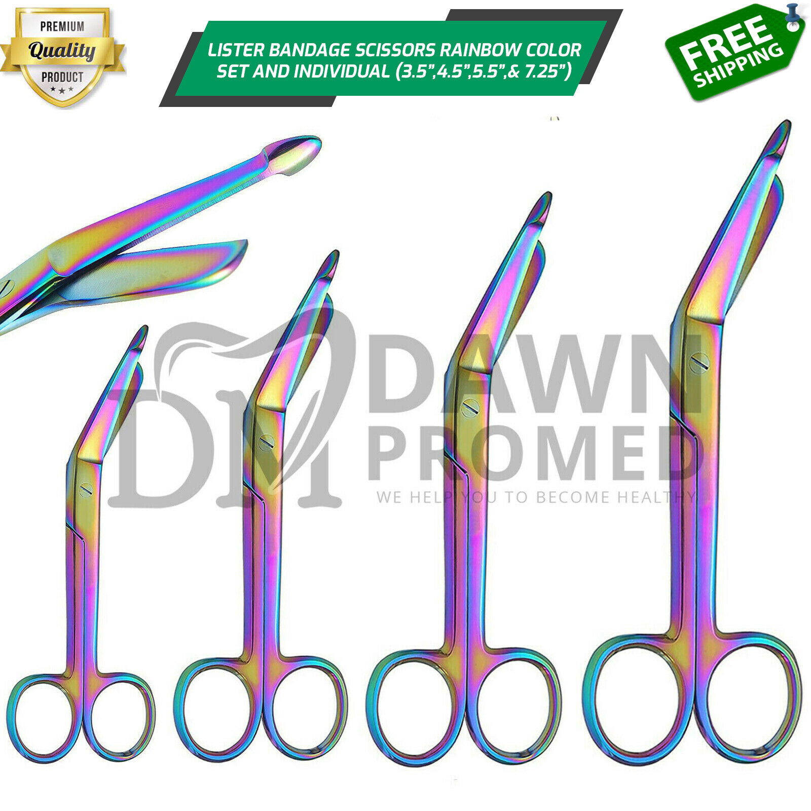 Rainbow Lister Bandage Scissors EMT First Aid Nursing 3.5″ to 7.25″ German Grade
