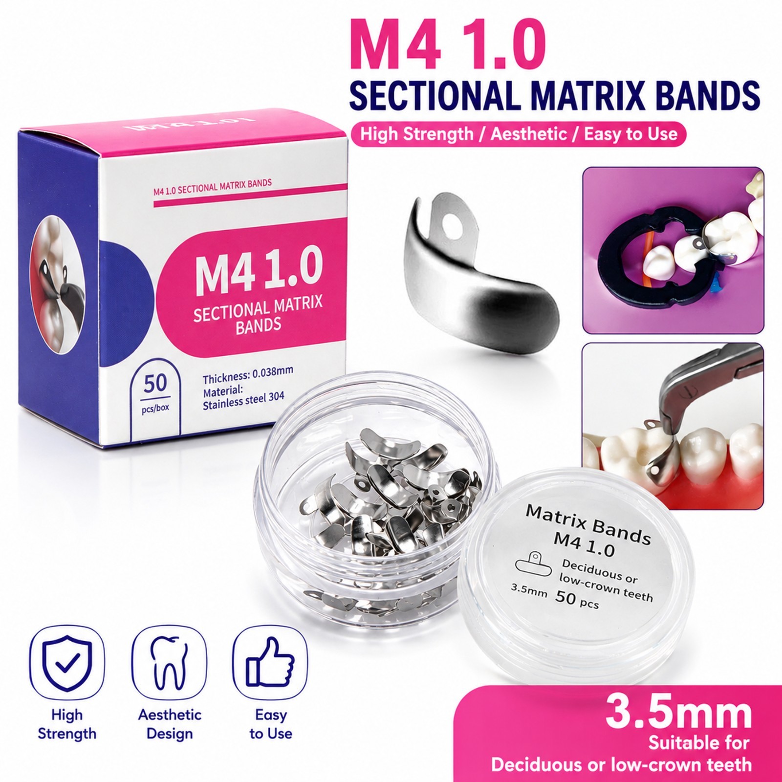 Dental Matrix Bands Sectional Ring Clamp Fit Garrison Palodent V3 System Set C2