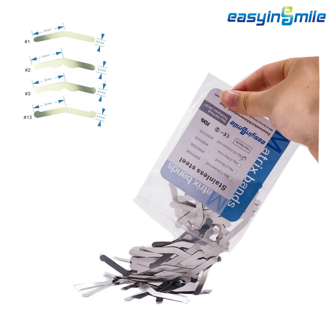 Dental Tofflemire Matrix Bands Universal Stainless Steel Matrice #1#2#13 0.015