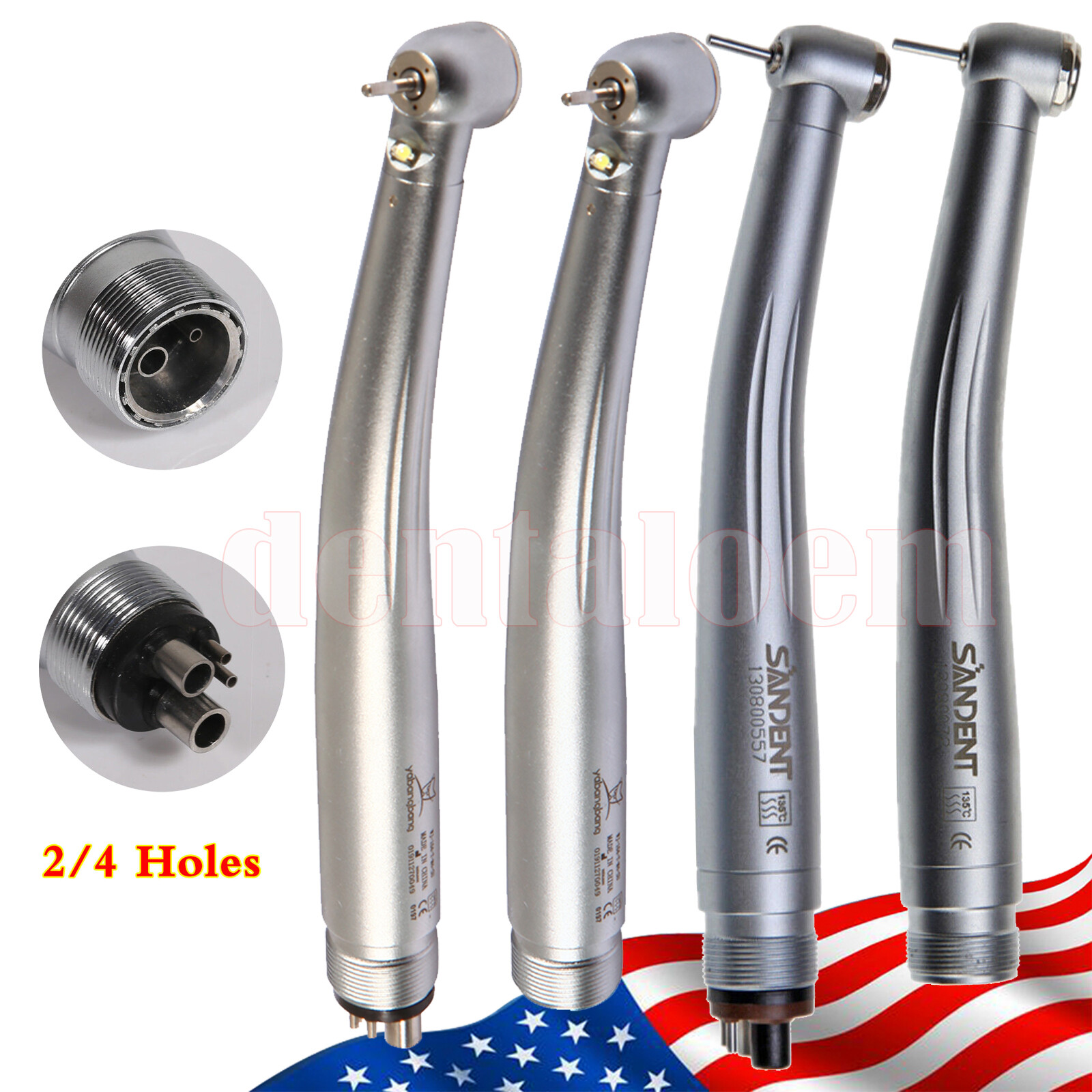 Dental High Speed/ LED E-generator Handpiece Push Button Turbine 4Hole Ybangbang