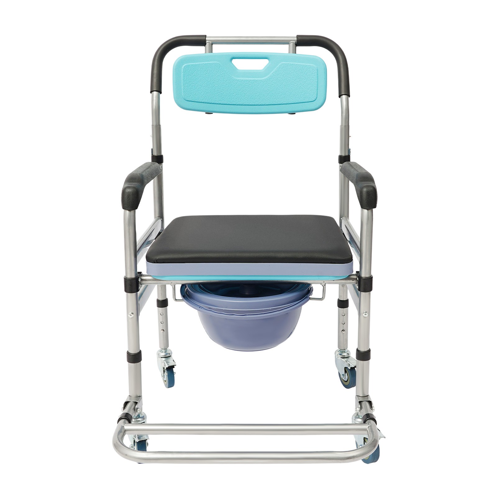 Foldable Shower Chair W/ Wheels Load 330.69lbs Bedside Commode Chair For Elder