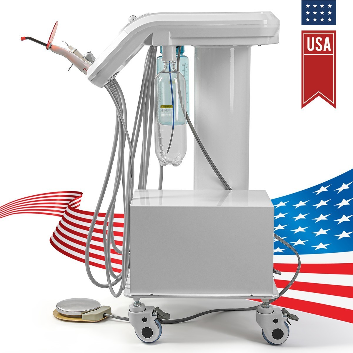 Portable Dental Delivery Unit Syringe Suction Turbine With Air Compressor 4Hole