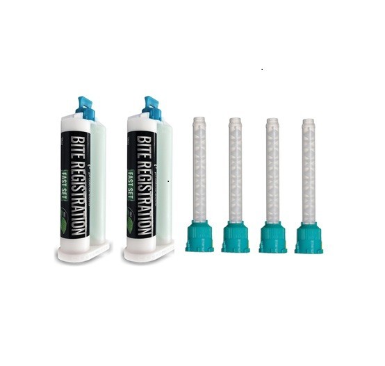 2 50ML Dental Mint Bite Registration Material FAST Set + 4 Mixing Tips