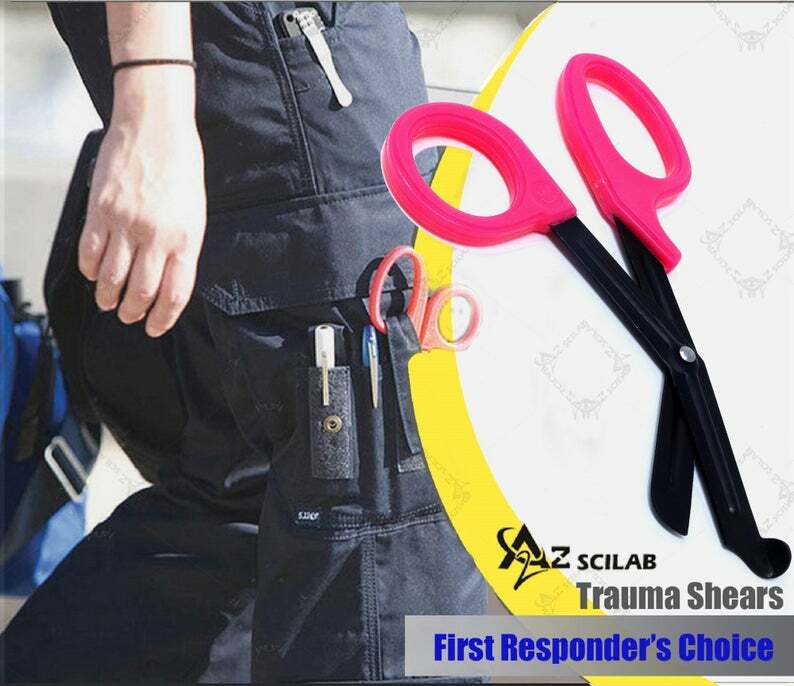 PINK STEALTH Fluoride Black Coated BLADES Trauma Paramedic Shears Scissors 7.5″