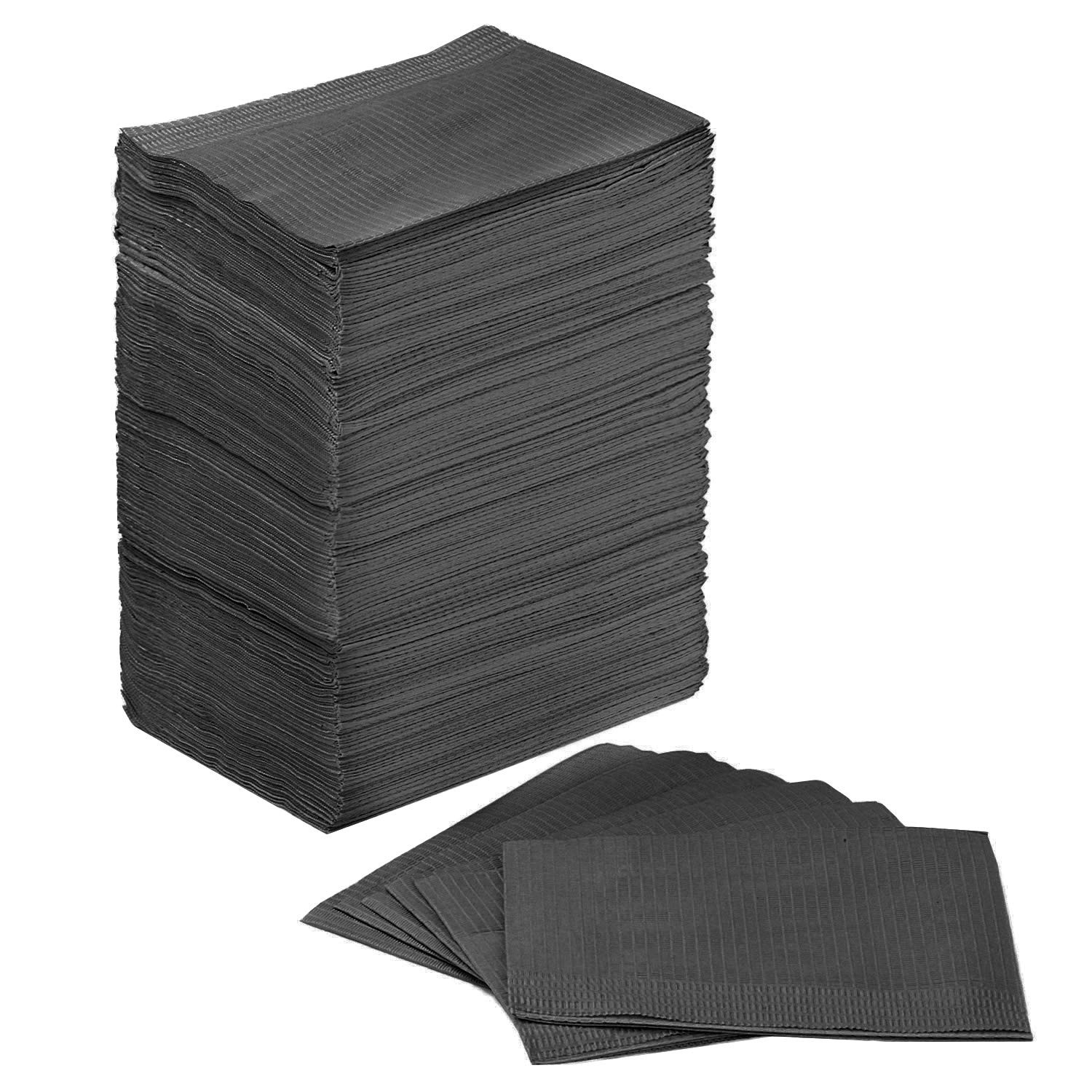 125 Pack Dental Bibs, Black Dental Bibs Disposable 2-Ply Paper 1-Ply Film, 13″ X