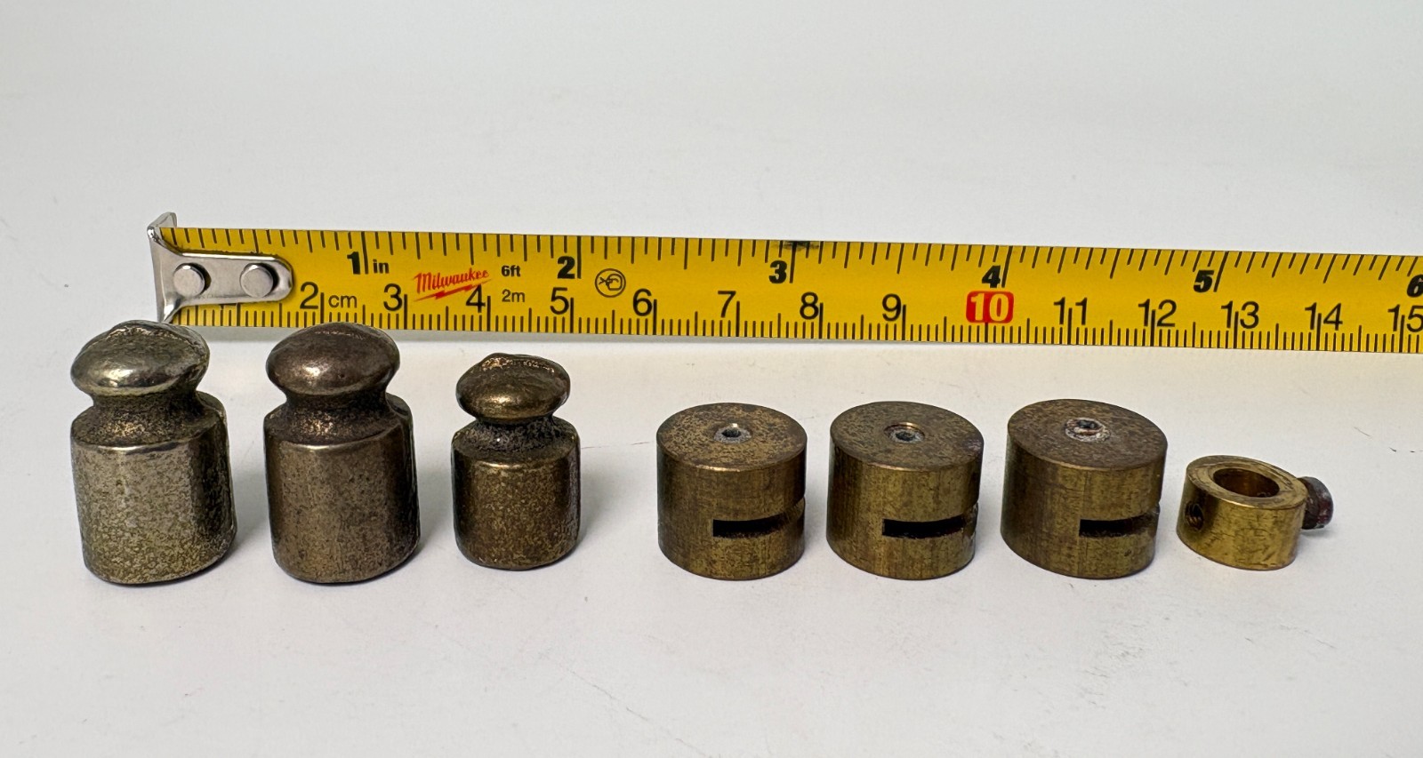 Knobbed Cylindrical & Collared Analytical Balance Scale Weights Lot of 7 Pieces