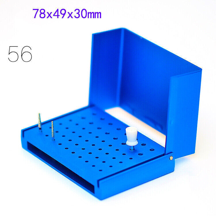 56 Holes Dental Bur Holder Stand High&Low Speed Disinfection Box Case Autoclave