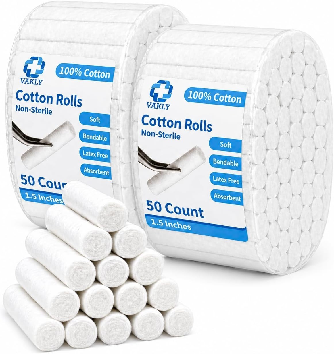Versatile 100 Count Cotton Rolls 1.5″ for Teeth Whitening, Nosebleed Control