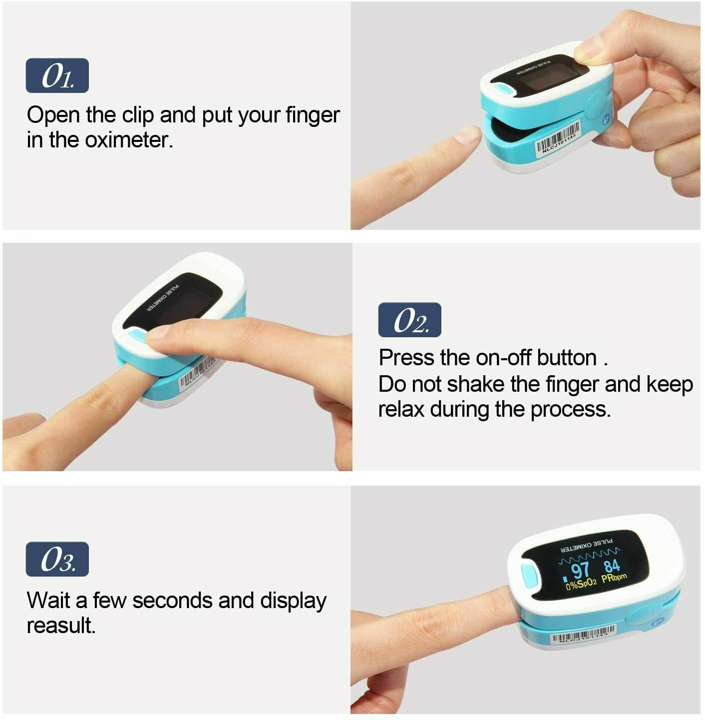Finger Pulse Oximeter Portable Heart Rate SPO2 Monitor Blood Oxygen Meter Sensor