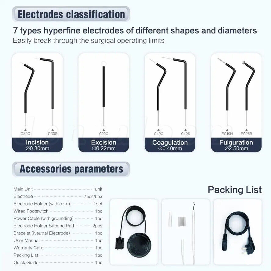 Dental Electro Electrosurgery Unit Machine High Frequency Electric 7pcs Knife
