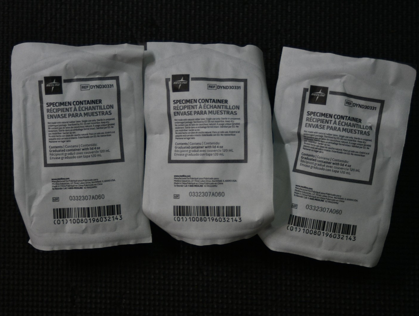 Medline Specimen Containers DYND30331 Lot of 3