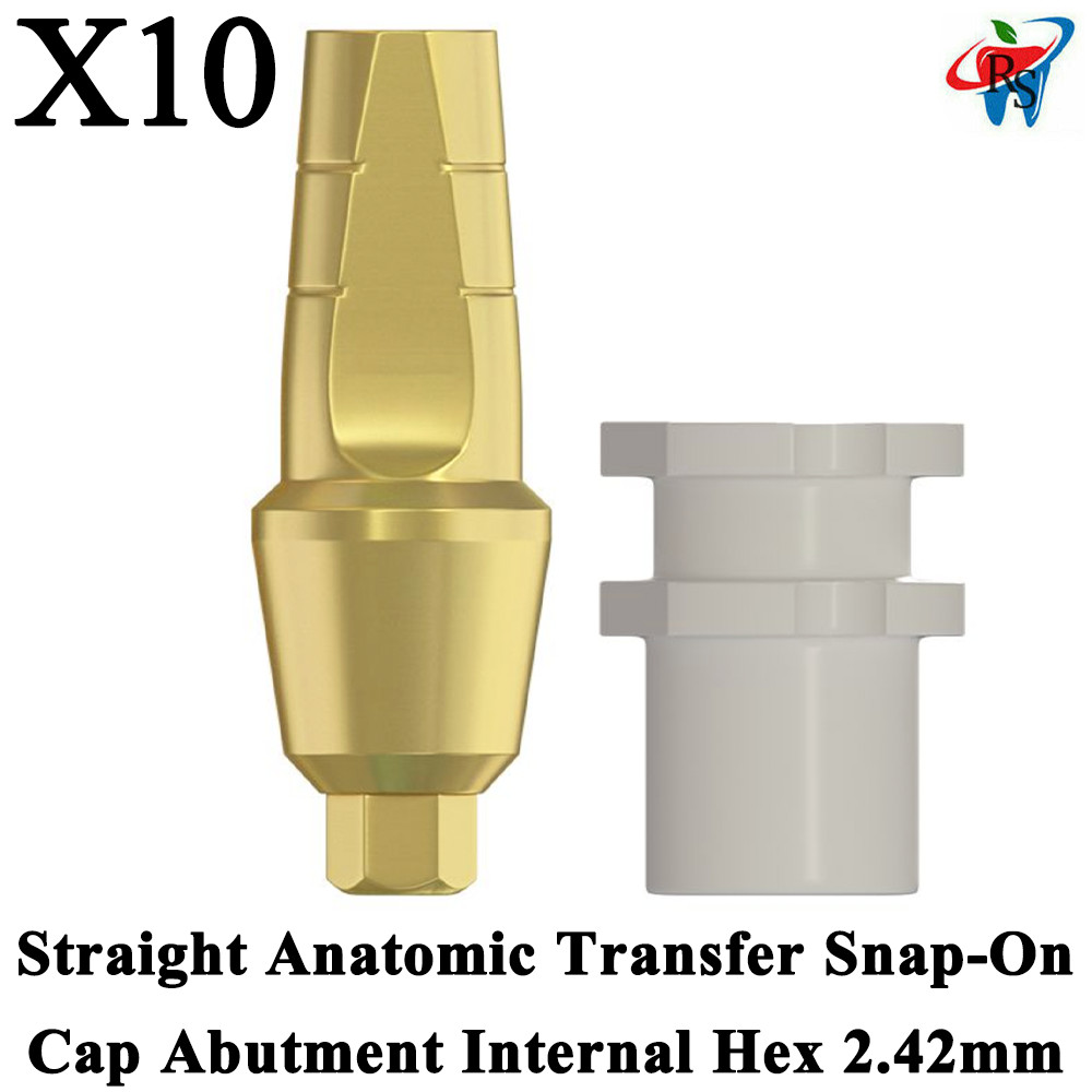 10pcs Dental Straight Snap On Anatomic Transfer Internal Hex 2.42mm Prosthetics