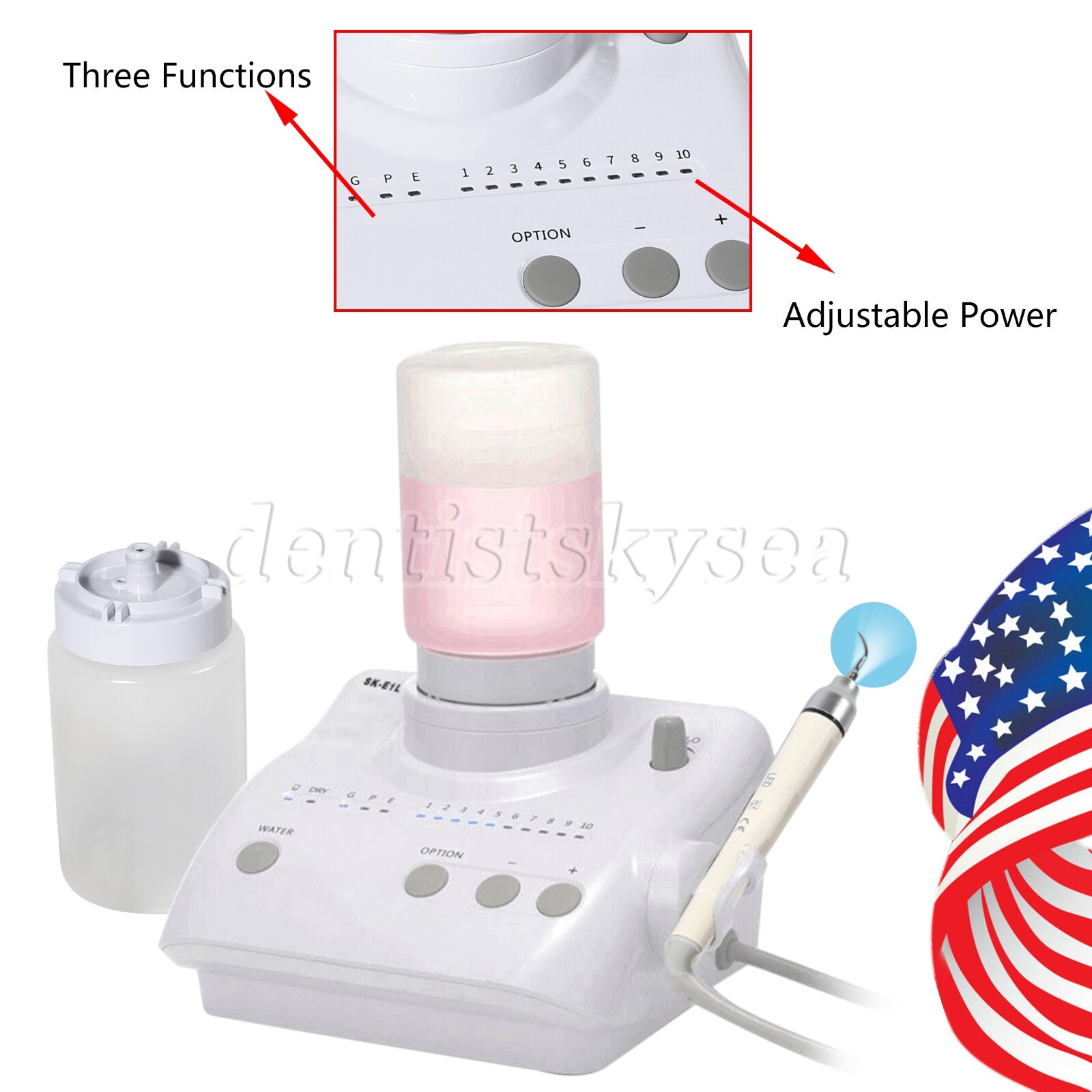 Dental SK-E1L Ultrasonic Scaler LED Handpiece 2 bottles Fit EMS Cavitron US KZ