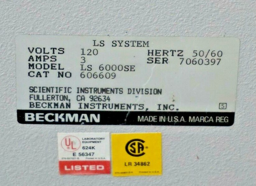 (Misc. Parts): BECKMAN COULTER LS 6000SE 606609 Scintillation Counter MANY PARTS