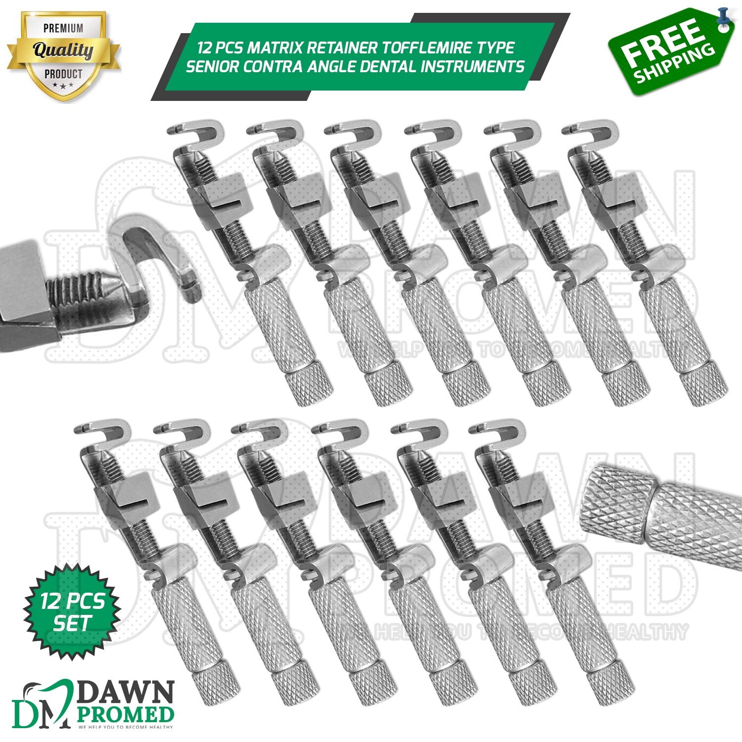 12 Pcs Matrix Retainer Tofflemire Type Senior Contra Angle Dental Inst German Gr