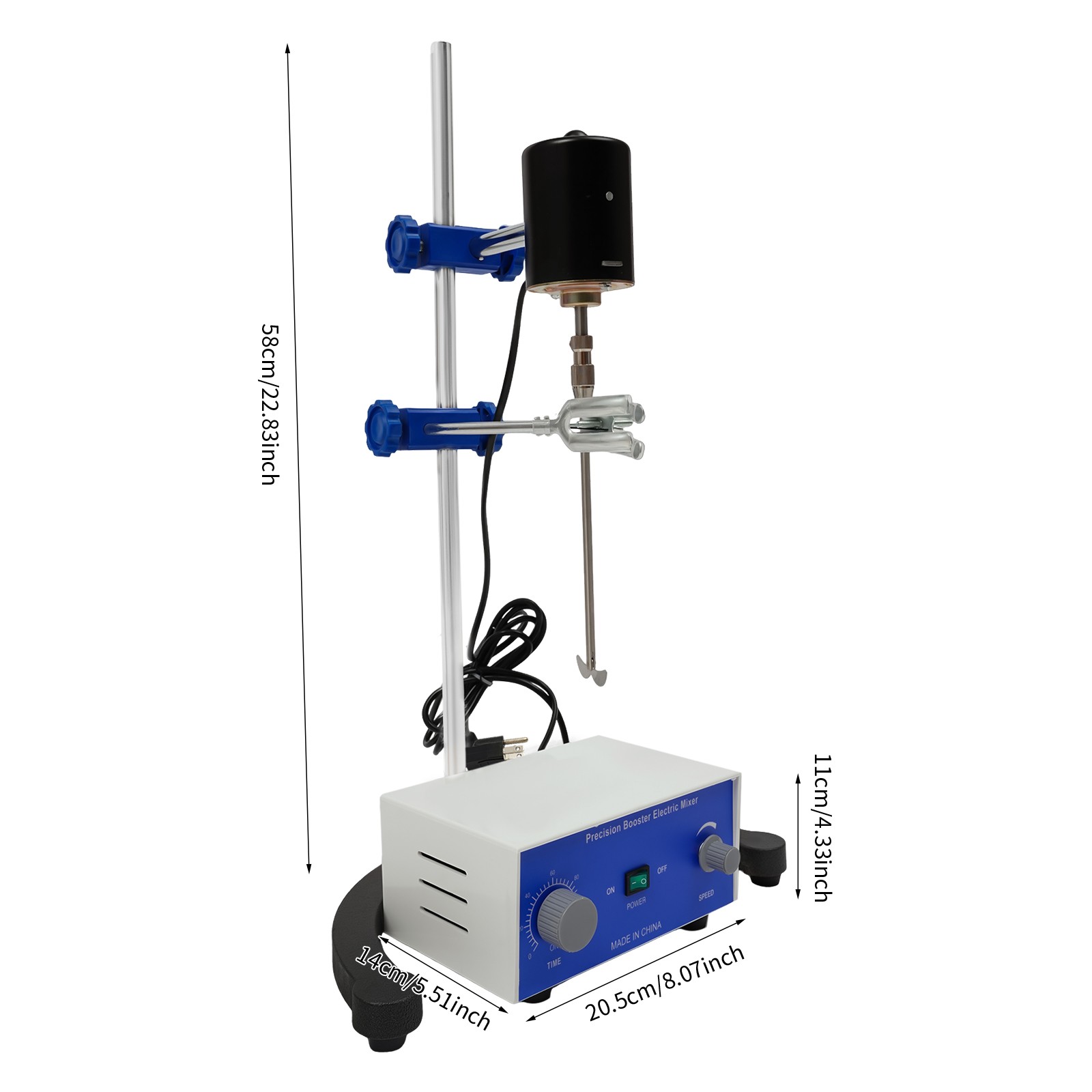 Overhead Lab Stirrer, 100W 2800 RPM, 2.64 Gal Capacity, Digital Timer, 0-120 Min