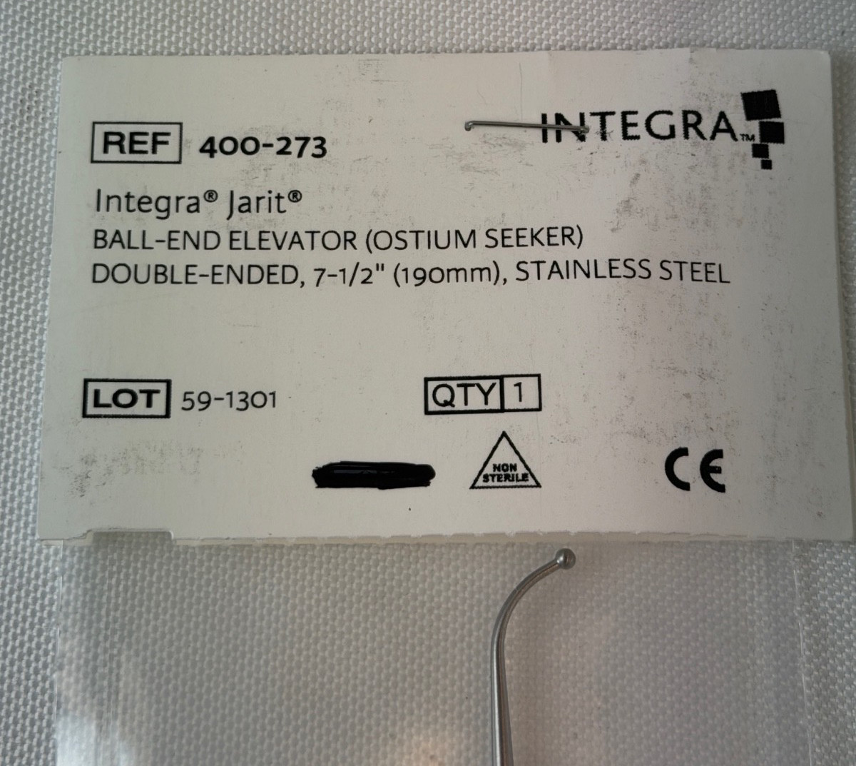 Integra Jarit 400-273 Ostium Seeker Double Ended Ball Tip Elevator 7.5″ ENT