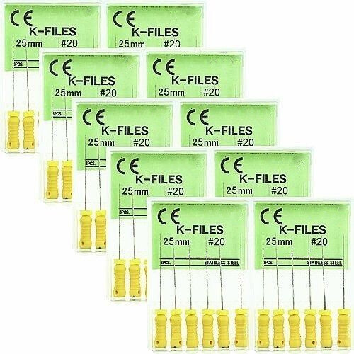10 Packs Dental K-files 21/25mm Endodontic Hand Use Endo Root Canal Files-