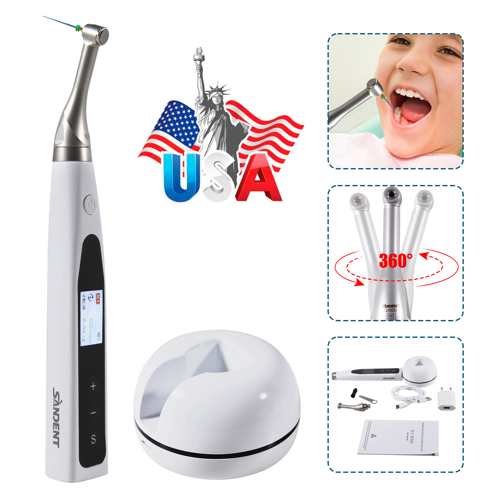 2 in 1 Wireless Dental Endo Motor Reciprocating with Built in Apex Locator LED