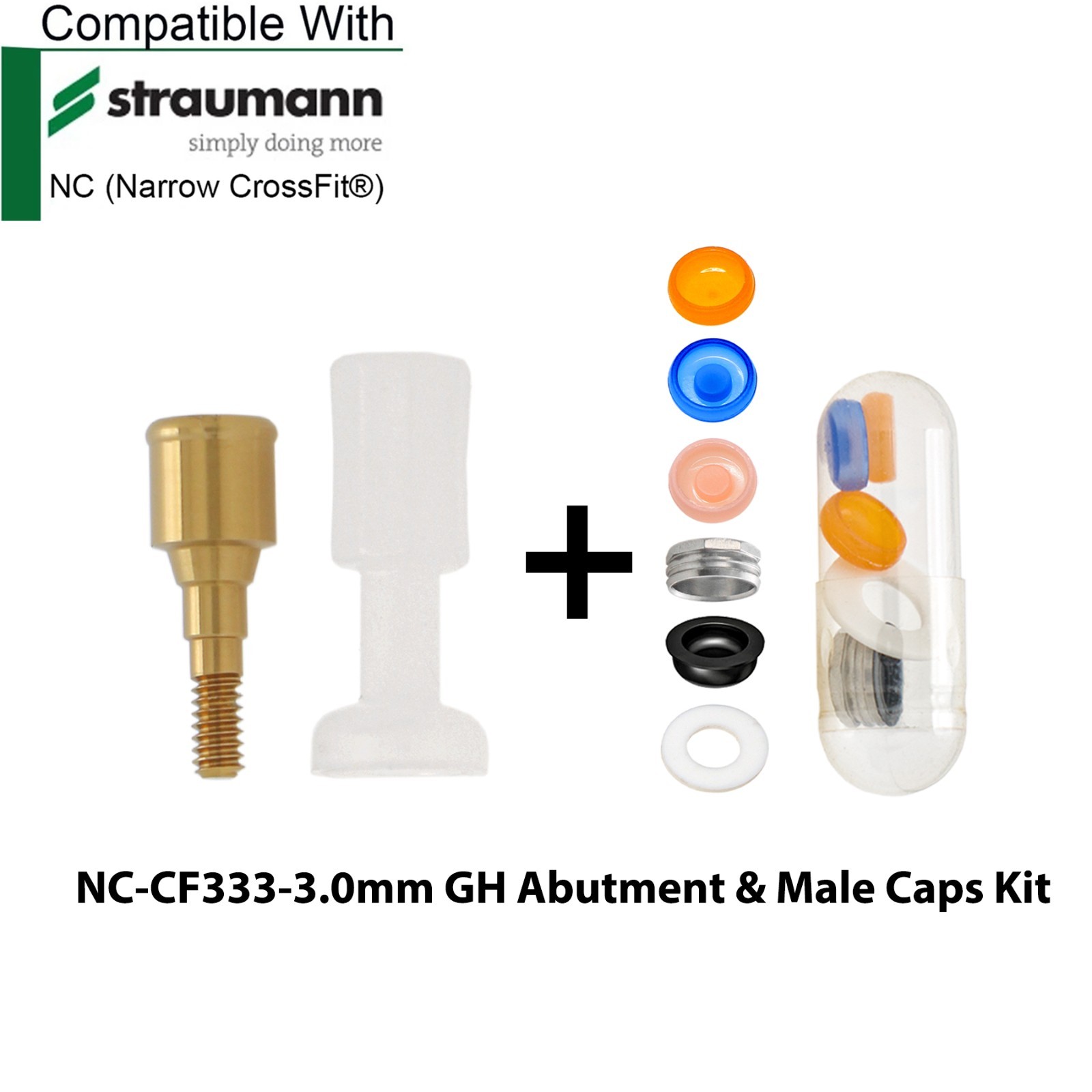 Fits Straumann ITI NC Dental Overdenture Locator Abutments 1-5mm & Male Caps Kit