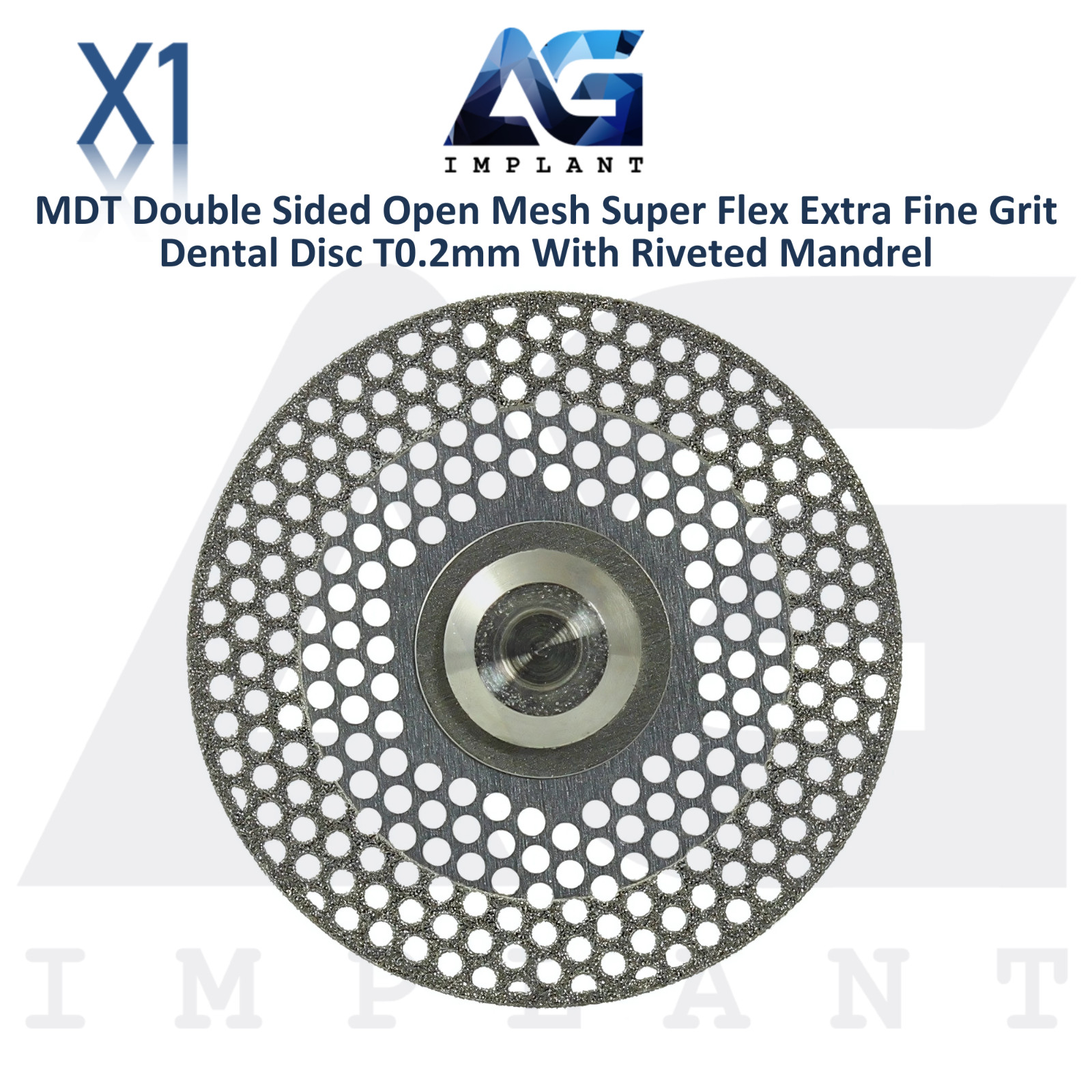 MDT Double Sided Open Mesh Dental Diamond Coated Disc Extra Fine T0.2mm Riveted