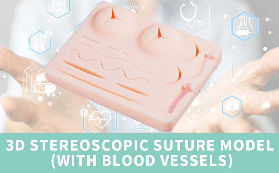Wound Suture Practice Pad Teaching Suture Simulated Skin Vasular Muscle Surface