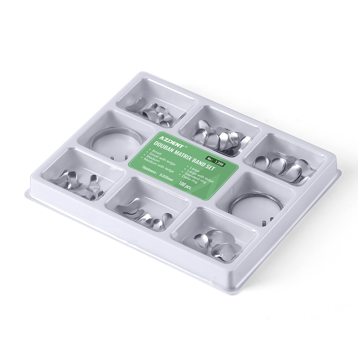 100pcs Dental Matrix Bands Sectional Contoured Metal Douban Matrices Wedges Ring