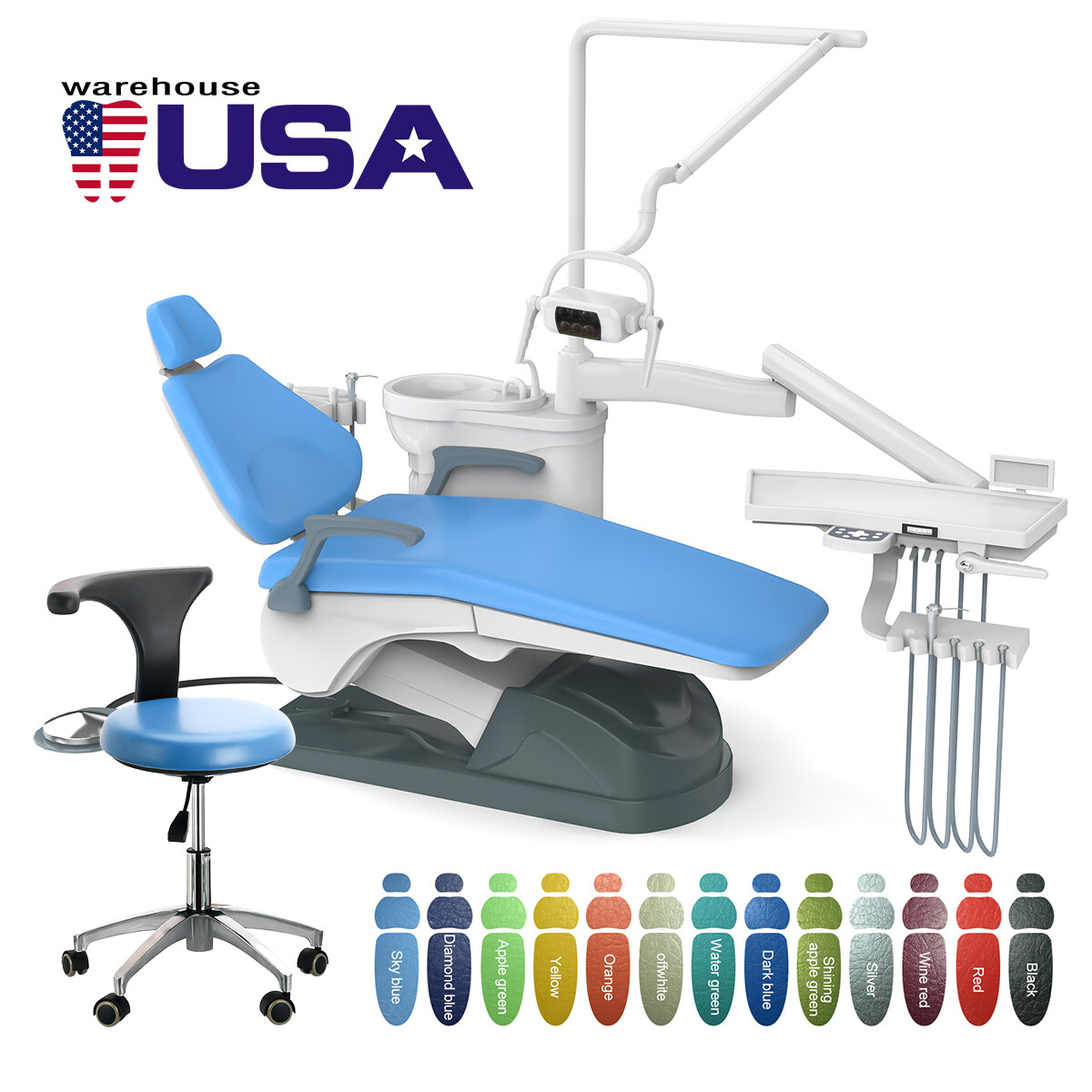 Dental Unit Chair Computer Controlled DC Motor PU Leather/22L Autoclave Steam