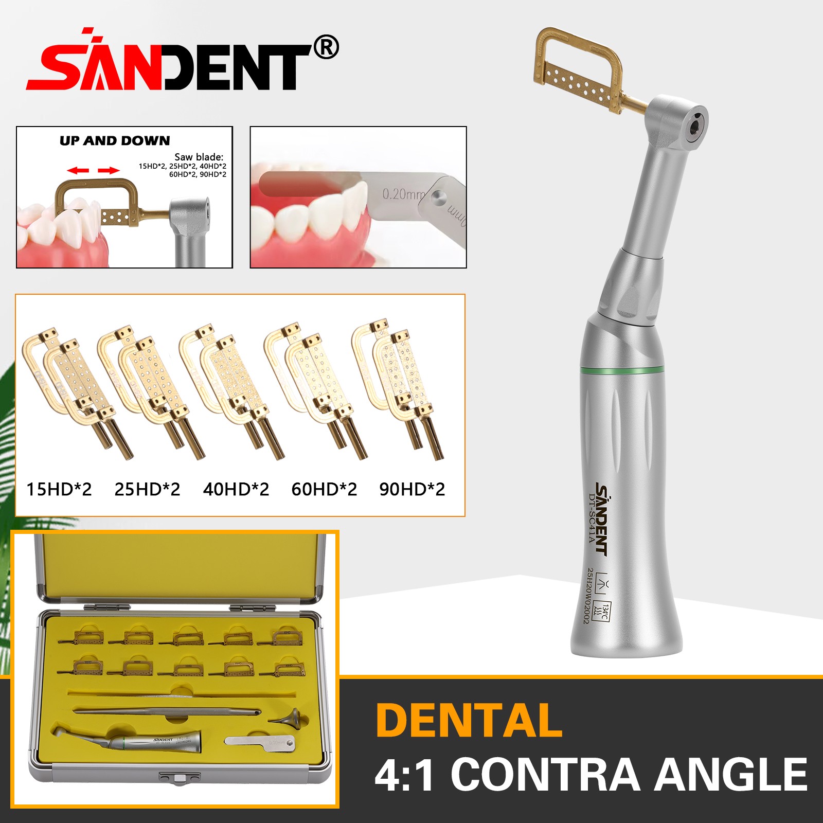1-10 Dental Contra Angle 4:1 Reduction Handpiece IPR Reciprocating Stripping Kit