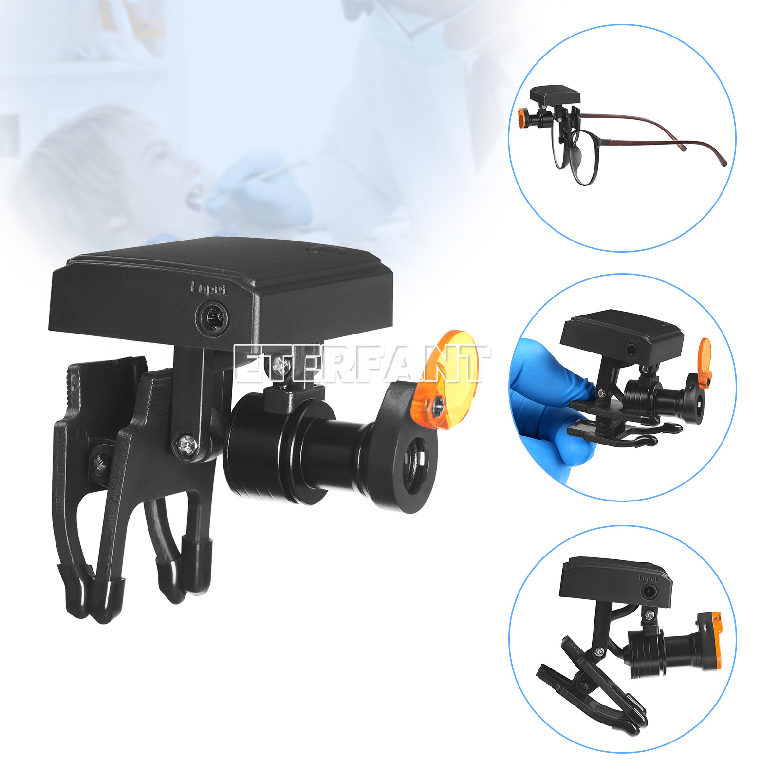 ETERFANT 5W Dental LED Headlight with Filter Binocular Loupe Wireless Adjustable