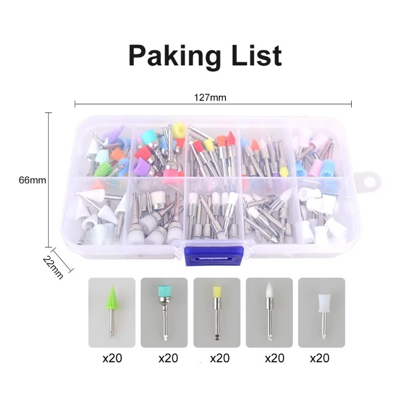 Dental Latch Tapered Rubber Bristle Polishing Cups Brushes Tooth Prophy Polisher