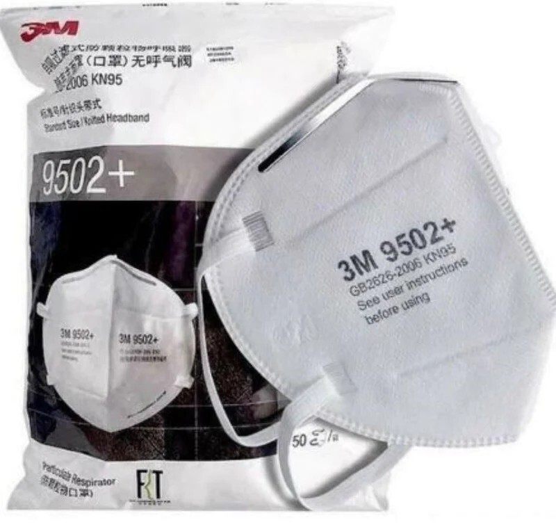 3M 9502+ N95 /KN95 Face Cover Disposable Respirator Masks Quantity 50 Per Bag
