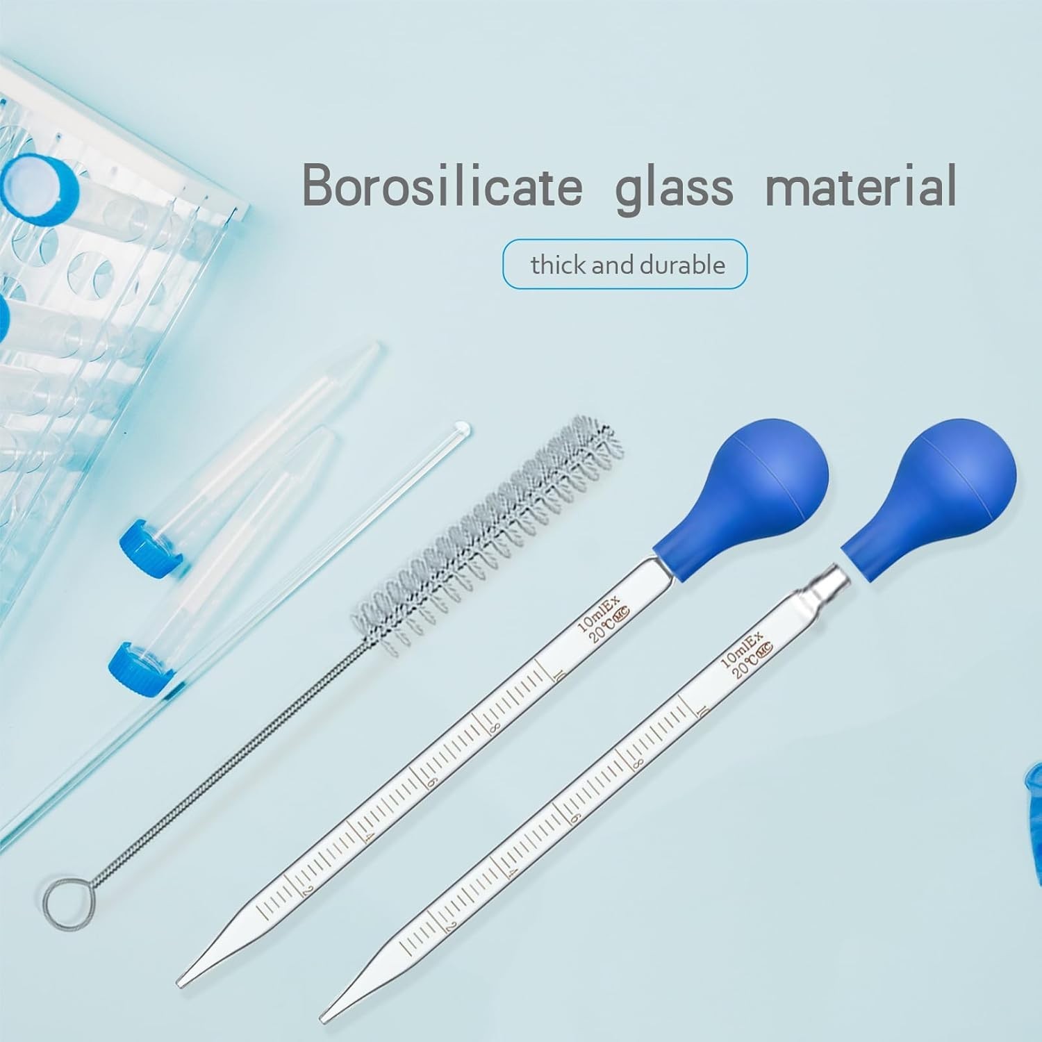6 Pack 10ml Glass Graduated Dropper Pipette with 2-Pack 8″ Glass Stir Rod