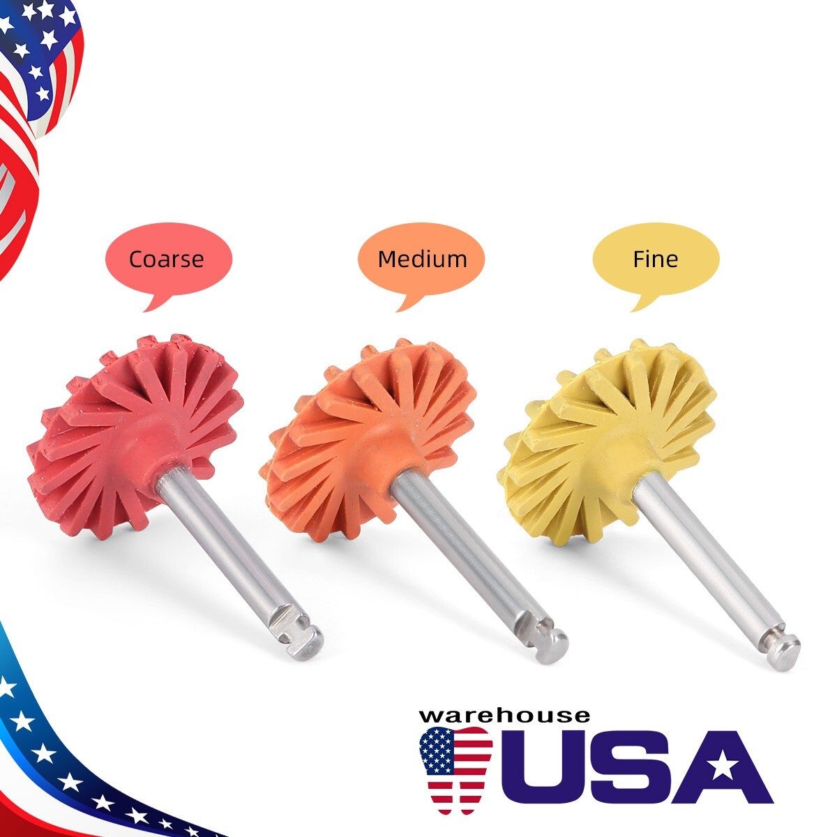 6Pcs AZDENT Dental Composite Polishing Wheels RA 2.35mm Burs Coarse/Medium/Fine