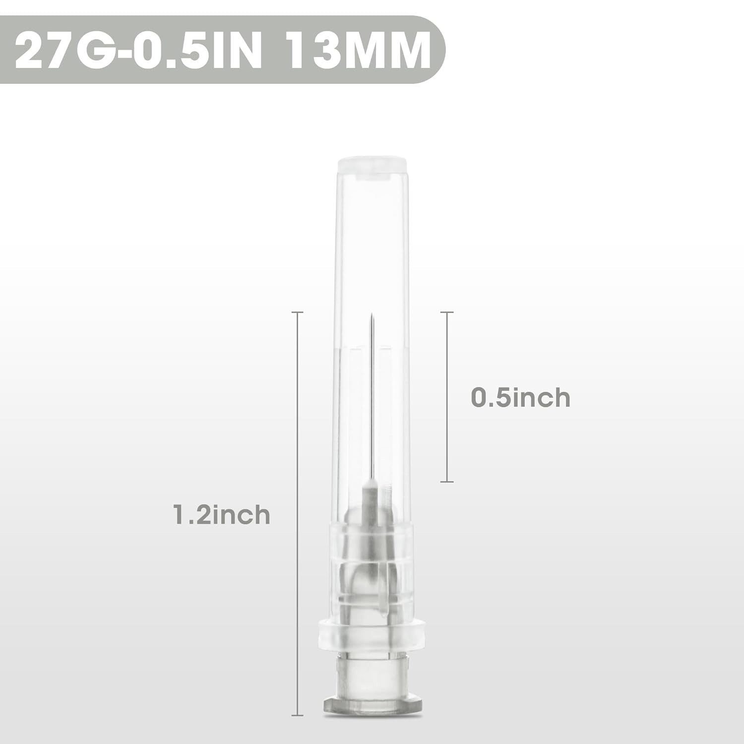 50 Pack 27 Ga 1/2 inch Disposable Needles with Caps for Scientific and Indus…