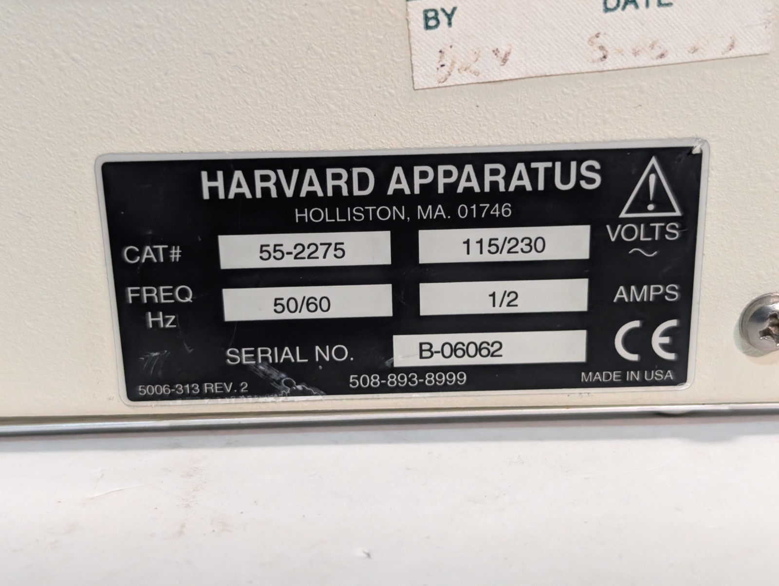 Harvard Apparatus Cat# 55-2275 Model 22 Syringe Pump, 115/230v @ 50/60Hz, 0.5a