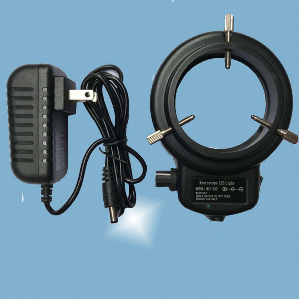 2* 144 LED Bulb Microscope Ring Light Illuminator Lamp US Plug Adjustable Black