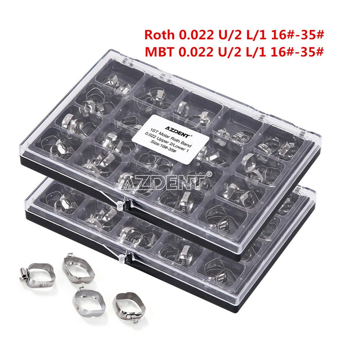 AZDENT Dental Orthodontic Bands with Buccal Tube 1st Molar MBT Roth 022 16#-35#