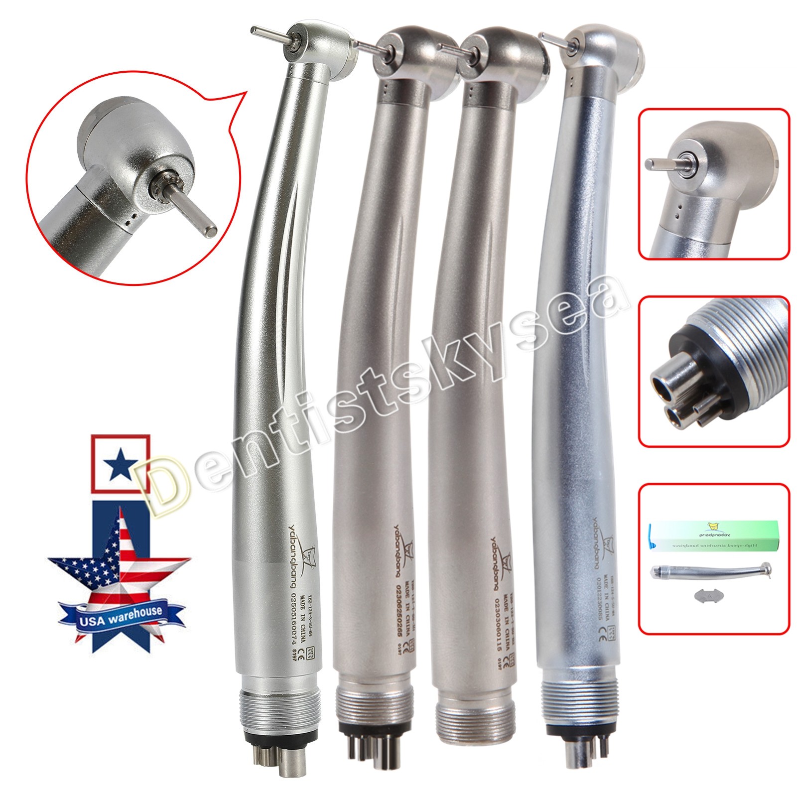 Dental High Speed Handpiece 4 Hole Air Turbine Mini Standard Big Head NSK Style