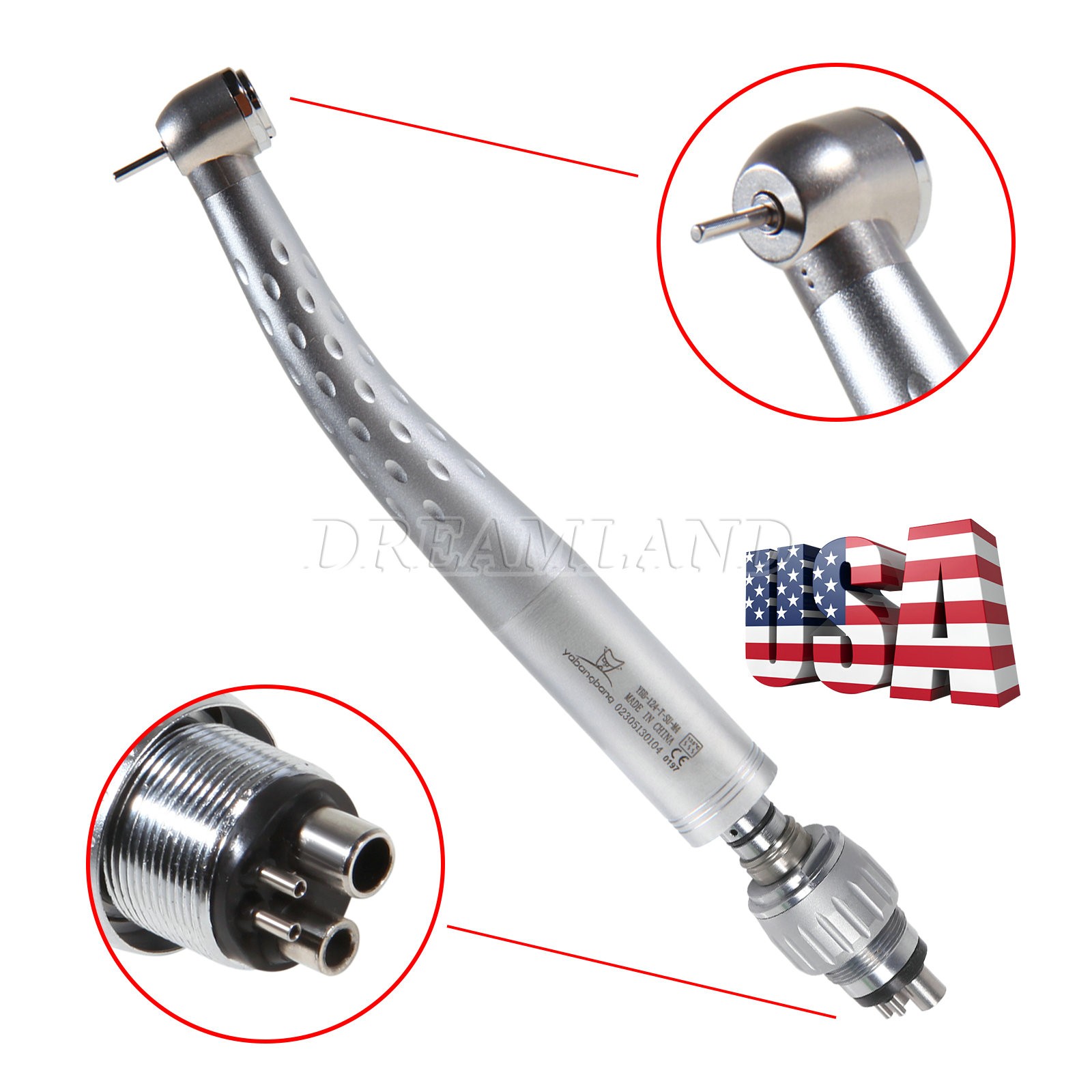 KAV Style Dental High Speed Turbine Big Head Handpiece 4H Quick Coupler Swivel